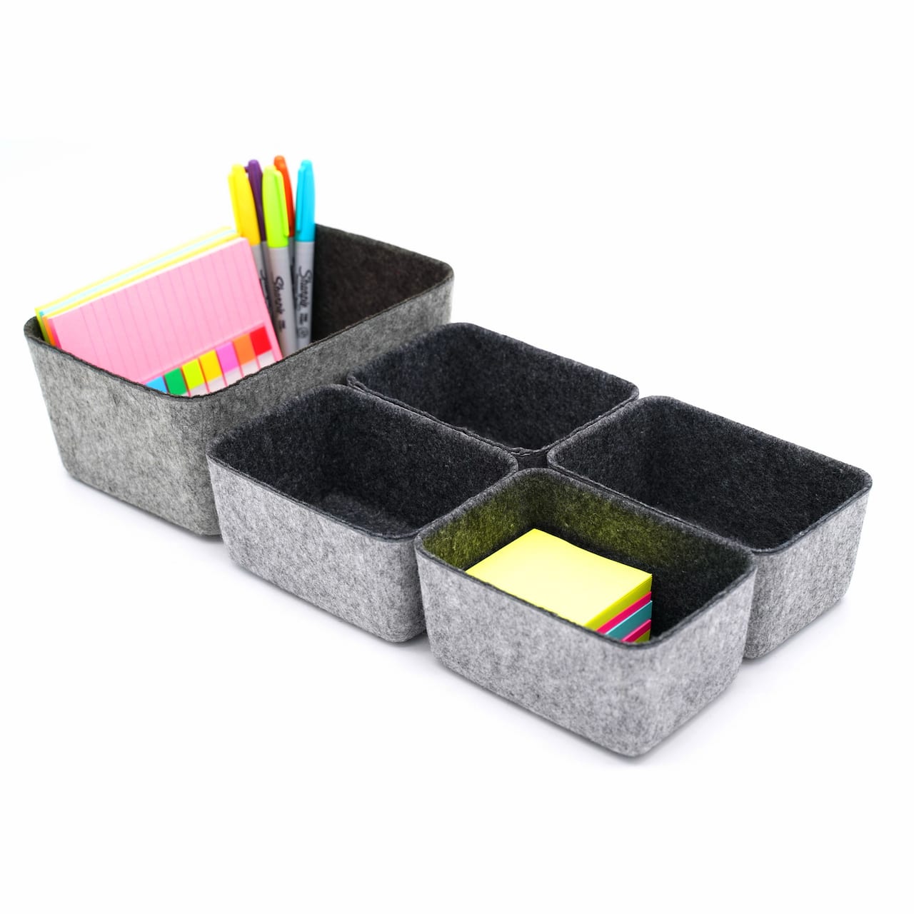 Welaxy Felt 5 Piece Drawer Organizer Bins